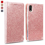 OKZone Case for iPhone XR Case glitter, Bling Glitter Sparkly PU Leather Flip Wallet [Card Slot] [Stand Function] [Magnetic Closure] [Inner Soft TPU] Folio Case Cover For iPhone XR (Rose Gold)