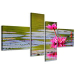 Impressions sur toile, flower water III eau de fleurs, tableaux modernes en 4 panneaux déjà encadrés, canevas, prêt à être suspendu, 160 x 70 cm