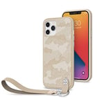 Moshi Altra Wrist Strap Case Compatible with iPhone 12 Pro Max Case, Detachable Quick-release Wrist Strap, Non-slip Frame, Responsive Metal Button Compatible with 6.7" iPhone 12 Pro Max, Sahara Beige