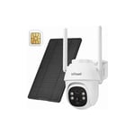 3G/4G Caméra Surveillance Exterieure avec Carte sim 2K lte Camera Solaire sans Fil avec 3W Panneau Solaire, Blanc - white - Iegeek