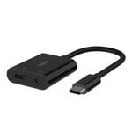 Belkin Adaptateur RockStar™ USB-C® 3,5 mm audio + recharge (adaptateur audio avec USB-C Power Delivery de 60 W, pour iPhone 15, iPad Pro, Galaxy, Note, Google Pixel, LG, Sony Xperia, etc., noir)
