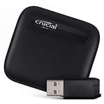 Crucial X6 1To SSD Portable avec Adaptateur USB-A - Jusqu’à 800Mo/s - PC et Mac, USB 3.2 External Solid State Drive - CT1000X6SSD9