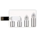 16G USB Flash Drives Credit Card Shape Silver Memory Stick Bank Card Style Set of Bullets From Small To Big Military Ammunition Weapon Shotgun Firearm Defense,Gray White Waterproof Pen Thumb Lovely Ju
