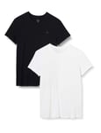GANT Men's Basic 2-Pack Crew Neck T-Shirt Underwear, Black/White, S
