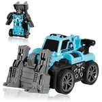 Oderra Voiture Robot Jouet, 2 en 1 Transformer Robot Car Jouet, Petite Voiture pour garçons de 3 à 14 Ans（Bleu Clair）