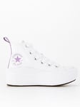 Converse Kids Girls Move Canvas Hi Top Trainers - White/Purple, White/Purple, Size 1 Older