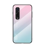 Multicolor Case for Oppo Find X2 Pro Case Gradient Clear Tempered Glass Cover Case Compatible with Oppo Find X2 Pro (Pink Blue)