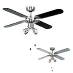 4 Blade Ceiling Fan Light Black / Chrome Fan Lounge Lighting Hot / Cold Setting