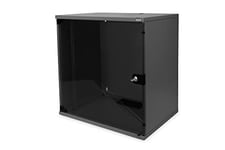 DIGITUS network cabinet - 19-inch rack 12 U - unmounted - wall mounting - 400 mm depth - load capacity 60 kg - glass door - black