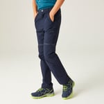 Regatta Kids Water-repellent Highton Stretch Zip Off Walking Trousers Navy, Size: 7-8yrs