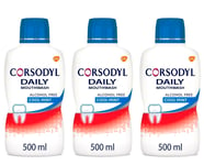Corsodyl Mouthwash Daily Gum Care Alcohol Free Cool Mint (Pack of 500ml x 3)