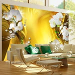 Fototapet - Orchid in Gold - 100 x 70 cm - Standard