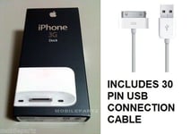 Genuine Apple iPhone 3G / 3GS White Desktop Charger Dock MB484G/A + 30 Pin Cable