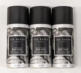 3 x Ted Baker Graphite Black Body Spray 150ml