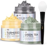 Anairui Turmeric Clay Mask - Green Tea Detox Clay Mask - Dead Sea Minerals Mud M