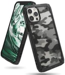 Ringke Fusion-X Compatible with iPhone 12 Pro Max Case Cover, Shockproof Heavy Duty TPU Bumper with Hard Back Phone Case - Camo Black