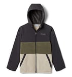 Columbia Boy's Steens Mountain Novelty Hooded Fleece Pullover, Ancient Fossil, Stone Green, Shark, L