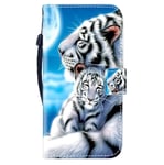Sunrive Case For Nokia C2, PU Leather Phone Holster Case Card Slot Flip Wallet Stand Function gel magnetic Protective Skin Cover (Hug Tiger B1)