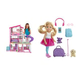 Barbie Dreamhouse Playset - Dollhouse with Wheelchair-Accessible Elevator GNH53 & Chelsea Travel Doll, Blonde, with Puppy, Carrier & Accessories, 3 to 7 Year Olds, FWV20