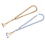 Muslim Tasbih Set - 2 st blå champagnebönepärlor med 33 pärlor och distanspärlor - perfekt för daglig dekoration och present