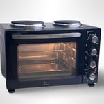 DBL MAX Multi Function Mini Rotisserie Fan Oven 35 Litre with Twin Hob and Grill
