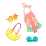 Vêtements de poupée à paillettes pour filles, tenue de bain pour poupées de 36 cm - maillot de bain, lunettes de soleil, sac de plage et chaussures - accessoires pour poupées, jouets à partir de 3 ans