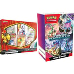 Pokémon JCC Collection Premium Carmadura-ex (6 boosters et 2 Cartes Promo Brillantes) & JCC Lot de boosters Écarlate et Violet – Forces Temporelles (6 boosters)