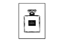 Wallstars Chanel No5 Perfume Bottle Illustration Svartvit - 70x100 cm