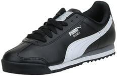 PUMA Men's Roma Basic Sneaker, Black/White/Silver, 7.5 UK