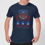 Autobots Classic Ugly Knit Men's Christmas T-Shirt - Navy - XXL