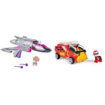 Paw Patrol: The Mighty Movie, Transforming Rescue Jet with Skye Mighty Pups Action Figure & The Mighty Movie, Fire Truck Toy with Marshall Mighty Pups Action Figure, Lights and Sounds