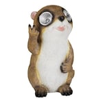 relaxdays Statue de Jardin Marmotte, Statue d’Animal avec Yeux solaires LED, Déco pour Jardin, Balcon, 23 x 13 x 13 cm