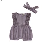 Summer Newborn Baby Girl Lace Bow Romper Bodysuit Jumpsuit Purple 70cm