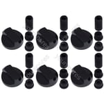 6 X Hotpoint Cooker/Oven/Grill Control Knob And Adaptors Black