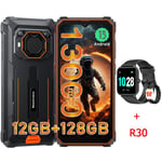 Blackview BV6200 Pro Téléphone Portable Incassable Android 13 6,56" 13000mAh 12Go+128Go Orange avec Smartwatch Blackview R30(Noir)
