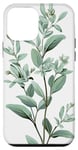 iPhone 12 mini Leaves Botanical Flower Plant Line Art Sage Green Case