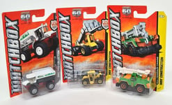 Matchbox 3x Small MBX Construction Toy Cars Crane Load Lifter & Sowing Machine