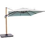 SEVILLA - Parasol avec pied excentré en acier effet bois et toile grise - DCB GARDEN