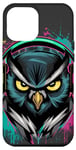 iPhone 14 Pro Max Owl Beats - Vibrant Owl with Headphones Music Lover Case