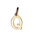 Bokstavshänge Q – längd 7 mm, mässing, pläterat med 9 karat guld