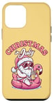 iPhone 12 mini Christmas in July - Santa Flamingo Floatie - Summer Xmas Case