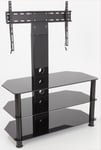 AVF Universal Black Glass and Black Legs Cantilever TV Stand For up to 55" TVs
