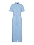 Vmeasy Joy S/S Long Shirt Dress Wvn Ga Maxiklänning Festklänning Blue Vero Moda