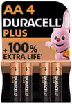 Duracell Plus Alkaline AA Batteries - Pack of 4