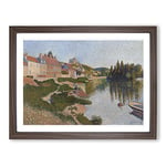 Les Andelys By Paul Signac Classic Painting Framed Wall Art Print, Ready to Hang Picture for Living Room Bedroom Home Office Décor, Walnut A2 (64 x 46 cm)
