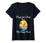 Womens Playa del Amor Mexico My Happy Place V-Neck T-Shirt