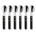 Amefa PIZZA 7000 Lot de 6 cuillères à pizza/steak pour 6 personnes | Poignée noire | Acier inoxydable 18/0 | Poli & Inoxydable | Poignées à 2 rivets en bois Pakka | Couverts à pizza | Couverts à steak