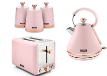Tower Cavaletto Pink Pyramid Kettle 2 Slice Toaster & Canisters Set
