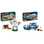 LEGO Harry Potter Hedwig at 4 Privet Drive, Buildable Toy for 7 Plus Year Old Kids, Girls & Boys & Harry Potter Flying Ford Anglia Car Toy for 7 Plus Year Old Kids, Boys & Girls