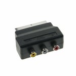 RGB Scart Plug to 3 RCA Female AV Adapter Input For PS4 WII DVD VCR TV Black